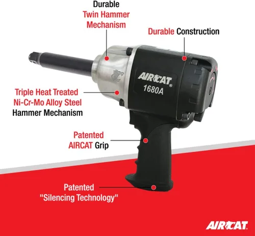 Miniatura 2 de AIRCAT Impacto extendido Xtreme Duty de 3/4 pulgadas x 6 pulgadas (1680-A-6), negro, mediano