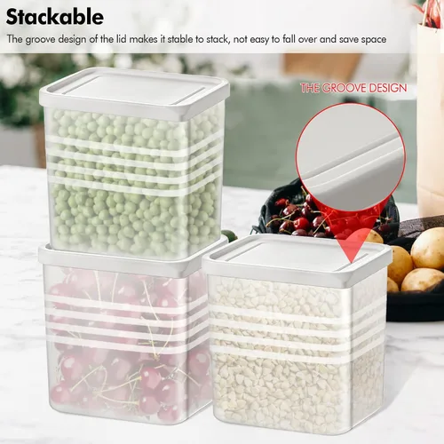 Miniatura 3 de Poeland Paquete de 3 cajas organizadoras de refrigerador, contenedores de almacenamiento para puerta lateral de refrigerador con tapa, organizador