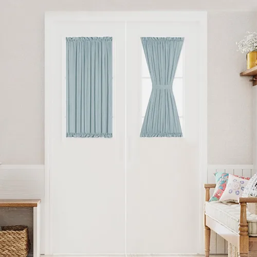 Miniatura 24 de Turquoize Elegantes cortinas de lino para puerta francesa, paneles de cortina de filtrado de luz, panel de lino con bolsillo para barra, panel