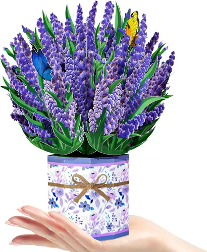 Miniatura 8 de Tarjetas de felicitación de ramo de flores de papel, tarjetas de felicitación emergentes 3D con tarjeta de notas y sobre para el día de la madre