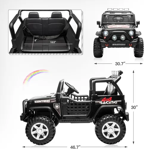 Miniatura 2 de SEHOMY - Camioneta eléctrica de 2 plazas para niños con control remoto, auto eléctrico de 12 V para niños de 3 años - Suspensión de resorte, luces