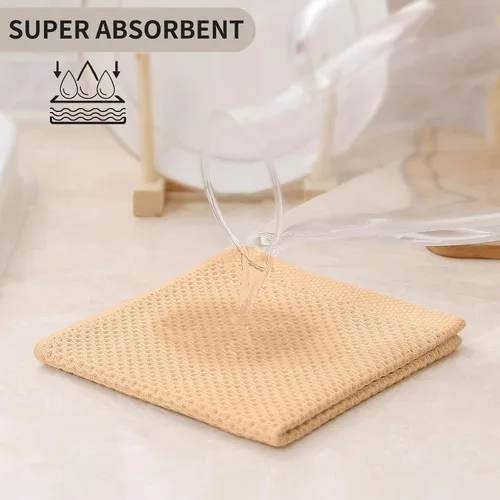 Miniatura 6 de Kitinjoy - Paños de cocina de 100 % algodón (12 x 12 pulgadas, albaricoque), paquete de 6 paños de cocina de tejido gofrado ultra suaves