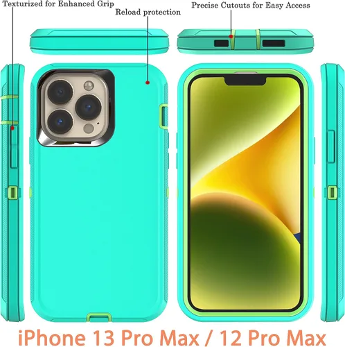 Miniatura 3 de YmhxcY Funda para iPhone 13 Pro Max, iPhone 12 Pro Max, a prueba de golpes, a prueba de caídas, a prueba de polvo, a prueba de caídas, 3 capas