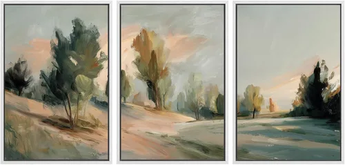 Miniatura 146 de SIGNWIN Lienzo enmarcado para pared, juego de arte sereno de pantanos con humedales verdes e ilustraciones de agua tranquila, arte moderno
