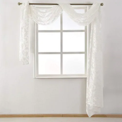 Miniatura 15 de NAPEARL Cenefa de cortina para ventana color beige, estilo europeo, de jacquard, decorativa, para arco de boda, cortina de cama transparente
