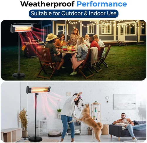 Miniatura 6 de SereneLife - Calentador de patio por infrarrojos, calentador eléctrico de patio para uso en interiores y exteriores, calentador de pie portátil