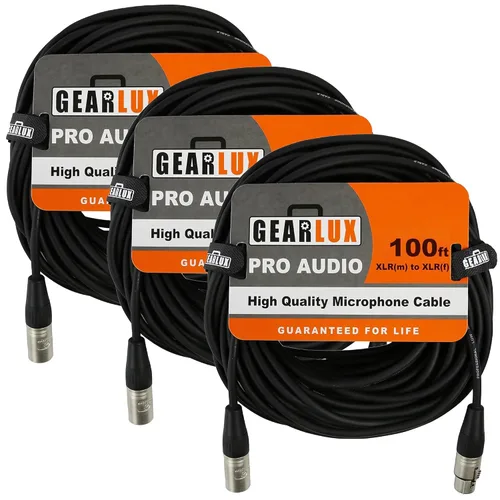 Miniatura 30 de Gearlux – Cable de micrófono XLR, completamente balanceado, macho a hembra, 25 pies - Paquete de 3