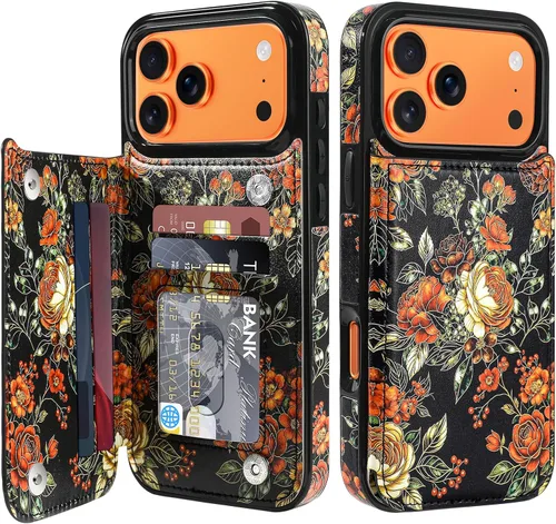 Miniatura 11 de Bizzib para iPhone 16 Plus funda tipo billetera con soporte para tarjetas, funda protectora a prueba de caídas y golpes de poliuretano premium
