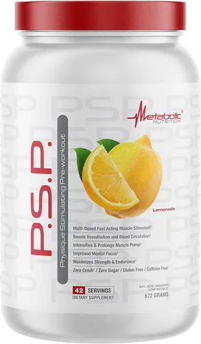 Miniatura 9 de Metabolic Nutrition P.S.P. Físico estimulante preentrenamiento 23.70 oz sin azúcar sin cafeína (ponche de fruta)