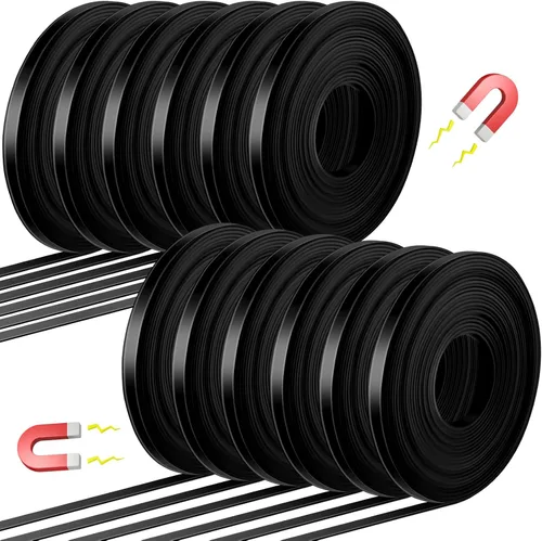 Miniatura 9 de AmazingSpark 12 rollos de cinta magnética en rollo de tiras finas de 1/4 pulgadas x 19.7 pies, línea de cinta magnética para pizarra blanca, línea 7