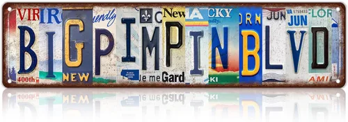 RCXsigns Carteles de calle de pared de Boulevard Big Pimpin vintage, carteles de metal para bar, carteles de lata de 16 x 4 pulgadas Big Pimpin Blvd