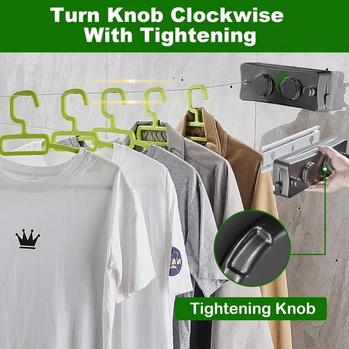 Miniatura 7 de Tendedero retráctil – Línea de lavandería de secado de ropa doble de 16.7 pies para interiores, líneas de ropa retráctiles para colgar ropa al aire