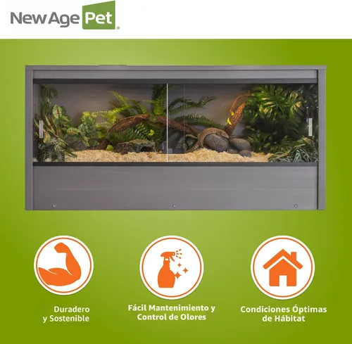 Miniatura 10 de New Age Pet ECOFLEX - Hábitat grande para reptiles de 48 pulgadas de ancho, Mojave Lounge para serpientes, tortugas y lagartos en arce, negro y Gris