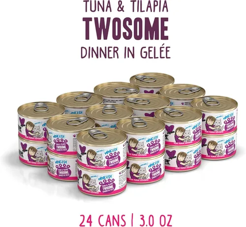 Miniatura 2 de Weruva BFF - Comida húmeda natural picada para gatos, atún y tilapia en pareja en gelatina, lata de 3 oz, paquete de 24