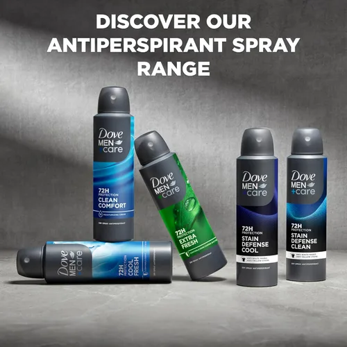 Miniatura 7 de Dove Men+Care - Desodorante antitranspirante Clean Comfort, paquete de 12, espray seco para hombres 72 horas de protección contra el sudor y el olor