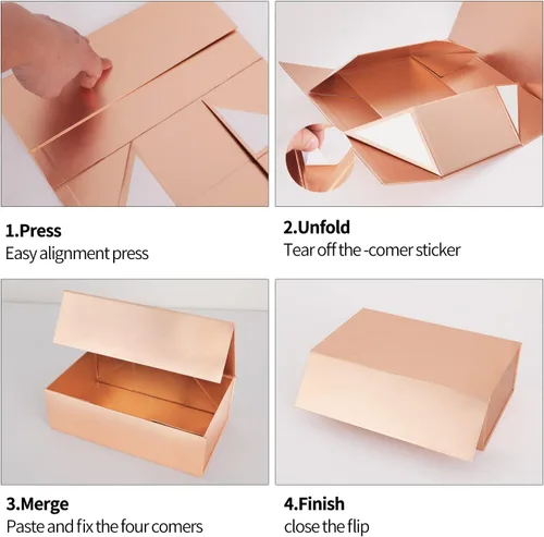 Miniatura 3 de Caja de regalo de 12 x 6 x 4 pulgadas con tapa de cierre magnético, caja de regalo para regalos, cajas de regalo de dama de honor, bonita caja