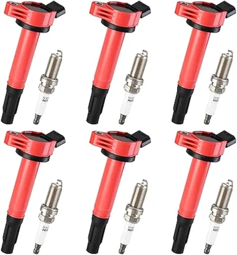 Pindex Paquete de 6 bobinas de encendido UF487 y bujía de iridio doble 6619 compatibles con Toyota 4Runner RAV4 Avalon Camry Sienna Lexus ES350