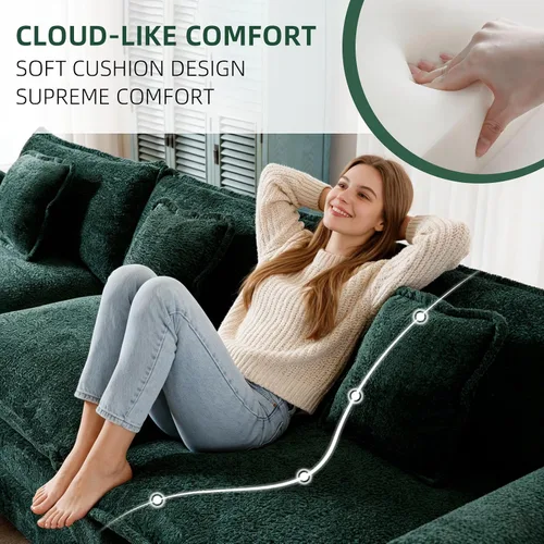 Miniatura 3 de GNIXUU Sofá modular de nube de 112 pulgadas, moderno sofá modular de felpilla en forma de L para sala de estar, cómodo sofá profundo de 4 plazas