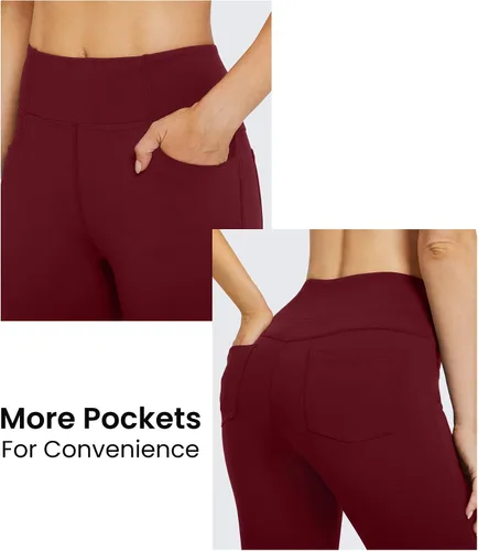 Miniatura 5 de G4Free Pantalones de yoga con corte de bota con 4 bolsillos, leggings acampanados para mujer, pantalones de vestir casuales de cintura alta
