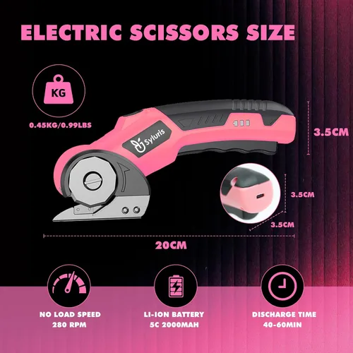 Miniatura 6 de Syluris Cortador de cartón, tijeras eléctricas inalámbricas, cortador de cajas eléctrico de 4.2 V con luz LED y bloqueo de seguridad, cortadores