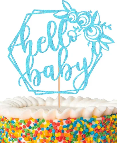 Miniatura 8 de MYAMPED Hello Baby Cake Topper - Dorado, 1 unidad, 8.6 x 5.9 pulgadas, no comestible, Baby Shower
