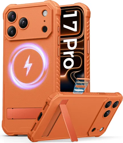 Miniatura 12 de ASAFCASE Funda magnética para iPhone 17 Pro Max, soporte integrado, compatible con MagSafe, protección contra caídas de grado militar, botón