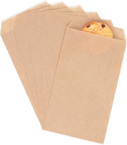 Miniatura 7 de Quotidian Bolsas de papel pequeñas a prueba de grasa de color rojo fresa de 3 x 5 pulgadas (3.1 x 5.2 in) paquete de 100 – golosinas de panadería