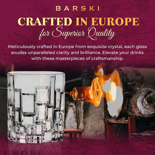 Miniatura 3 de Barski Vasos de whisky – Doble Old Fashioned Rocks Glass – Juego de 2 vasos de cristal DOF – para whisky – Bourbon – Agua – Bebidas – Vasos