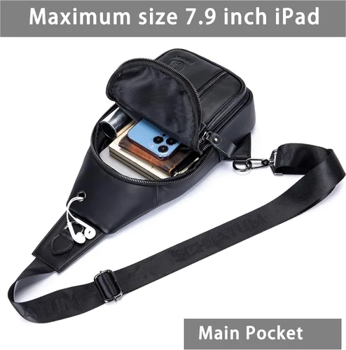 Miniatura 30 de LUKZIJAES Bolso bandolera de cuero genuino para hombre