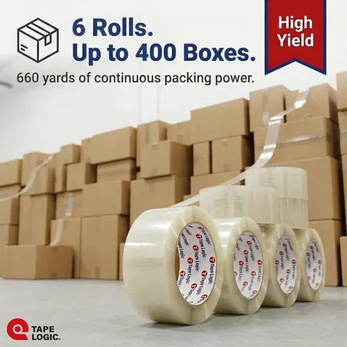 Miniatura 6 de Tape Logic 2" x 55 yardas de 2,6 mil de cinta adhesiva acrílica transparente (paquete de 6) Rollos de cinta adhesiva resistente para sellar cajas