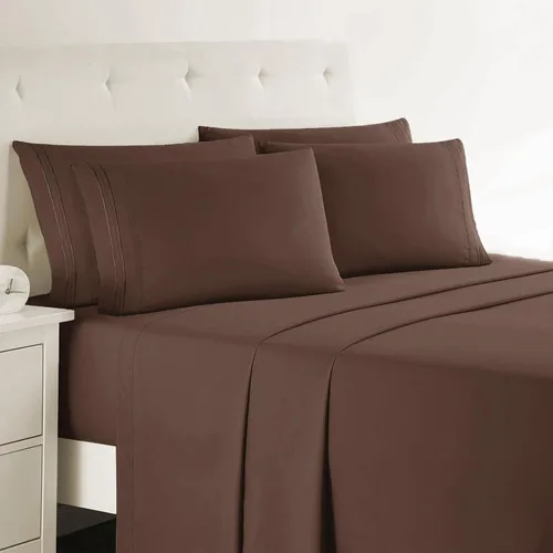 Miniatura 66 de Clara Clark - Juego de sábanas King con Flex Top, 6 piezas - Sábanas de lujo para cama King con cabeza dividida, juego de cama súper suave, King