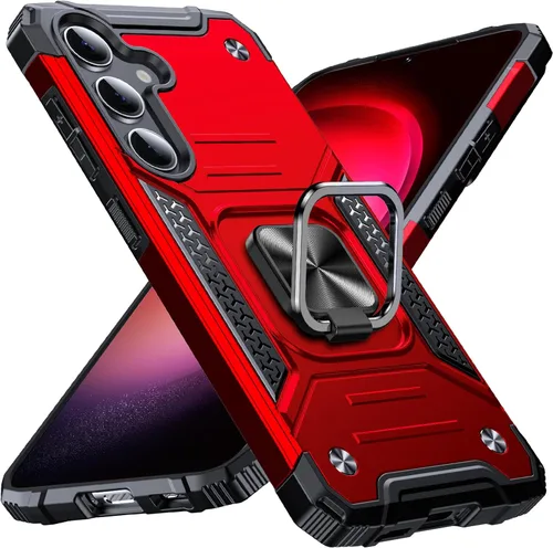 Miniatura 40 de Anqrp Funda para Galaxy S22 Ultra, Funda Protectora de Teléfono de Grado Militar con Soporte Plegable de Anillo de Metal Giratorio