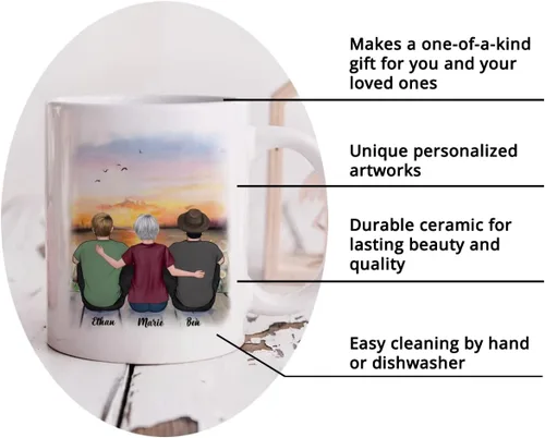 Miniatura 7 de Gossby Tazas personalizadas para mamá, regalos personalizados para mamá de hijas, hijos con avatares, nombres, cumpleaños, día de la madre, regalos