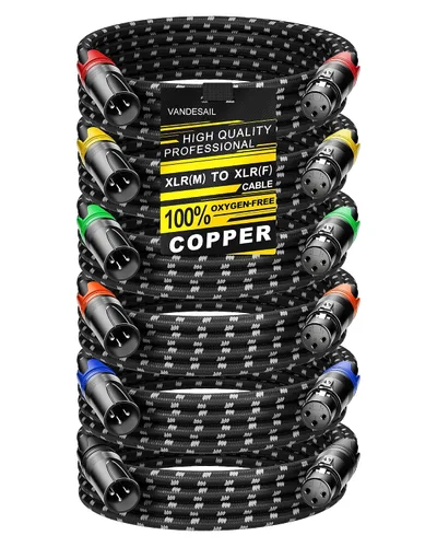Miniatura 6 de Cable corto XLR, cable de micrófono de 1 pie, paquete de 2 unidades, toda la longitud de 6 pulgadas a 100 pies, cable de micrófono equilibrado