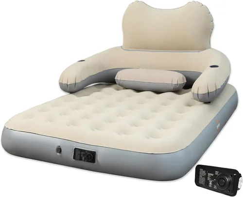 Miniatura 11 de Colchón de aire con cabecero, cama inflable de 16 pulgadas con bomba eléctrica incorporada, inflado/desinflado rápido de 2 minutos, diseño sin