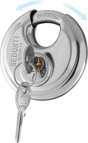 Miniatura 4 de SEDORTI Paquete de 10 candados de disco con llaves iguales, 2-3/4 pulgadas de ancho, cerradura redonda de acero inoxidable 304, cerradura
