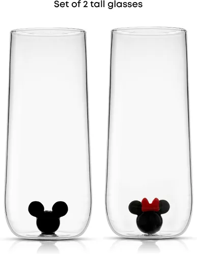 Miniatura 3 de JoyJolt Disney Mickey Mouse, Icon Highball Glass 2 vasos de vidrio para beber. Vasos de 14 onzas de alto para bebidas. Vasos de cóctel, cristalería