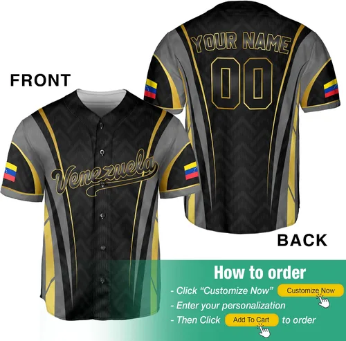 Miniatura 2 de Camiseta de béisbol personalizada de Venezuela para hombres, camiseta de béisbol personalizada de Venezuela, camiseta de fútbol de Venezuela