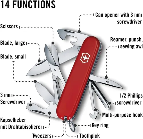 Miniatura 4 de Victorinox Super Tinker - Cuchillo suizo del ejército, cuchillo de bolsillo de 14 funciones fabricado en Suiza con hoja grande, 2 destornilladores