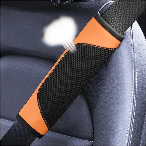 Miniatura 8 de BESULEN - Juego de 2 almohadillas para cinturón de seguridad de auto, protector de correa de hombro de malla de cuero universal, almohadilla de Rojo