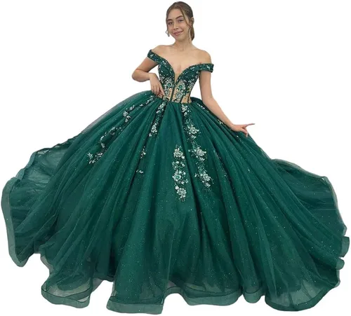 Zhangyo V cuello dulce 16 vestidos de quinceañera vestido de bola hinchado fuera del hombro vestido de 15 años tul vestido de fiesta CXL050