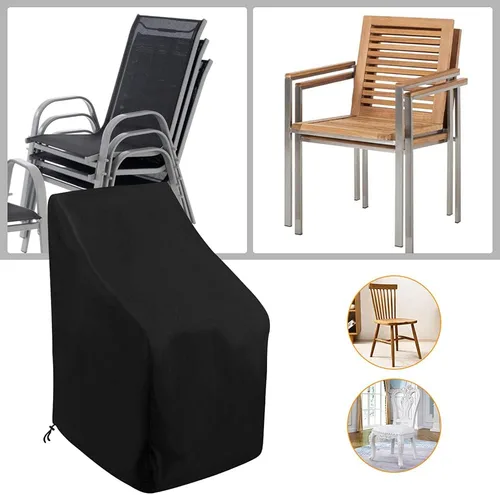 Miniatura 7 de Funda para Silla Apilable de Exterior Impermeable, Uranshin Fundas para Muebles de Patio Exterior Sillas Apiladas 210D, Fundas para Sillas