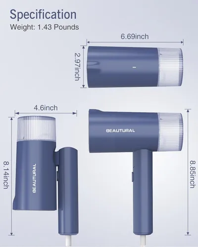 Miniatura 7 de BEAUTURAL Vaporizador para ropa, removedor de arrugas portátil de ropa, calentamiento rápido de 30 segundos, plegable y de mano, solo 120 V