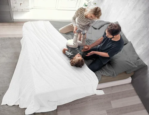 Miniatura 3 de Utopia Bedding Manta de punto gofre de 100 % algodón, tamaño grande para cama, ligera, transpirable, suave y acogedora, regalos para mujeres Blanco