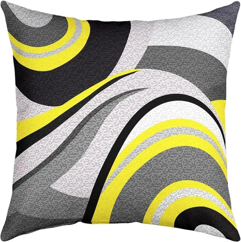 Miniatura 21 de Feelyou Juego de 4 fundas de almohada geométricas reversibles para exteriores de 16 x 16 pulgadas, diseño geométrico de rayas negras y grises, juego