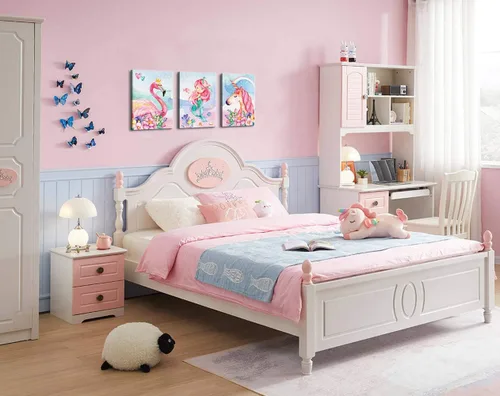 Miniatura 3 de Imágenes de decoración de pared de unicornio rosa para habitación de niñas, dormitorio, baño, arte de pared lindo de sirena, flamenco, acuarela