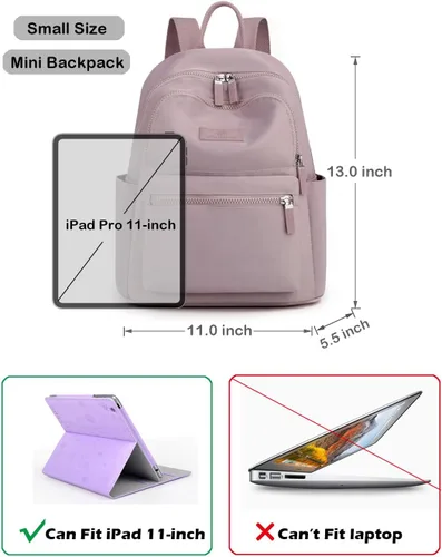 Miniatura 5 de Collsants Pequeña mochila de nailon para mujer, ligera, mini mochila de viaje, Rosado, Mochila de moda