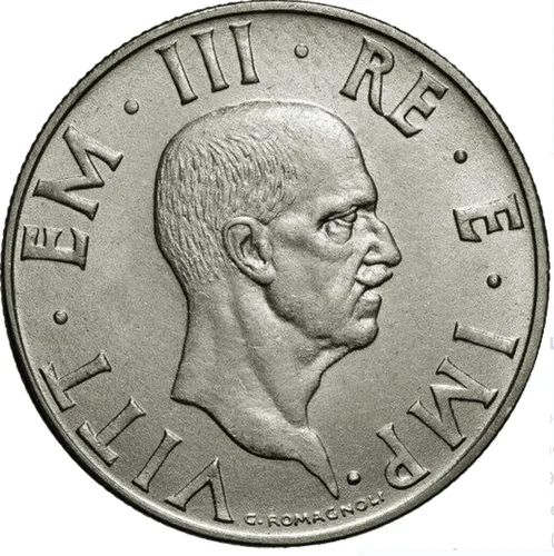 Miniatura 2 de 1938-1942 Moneda de 2 Liras de la Era de Mussolini de Tamaño Grande. Aliado Alemán de la WW2. Níquel de Cobre Calificado por el Vendedor. Condición