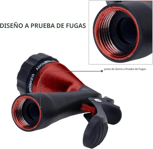 Miniatura 6 de GREEN MOUNT - Boquilla rociadora para manguera de agua, boquilla de rociado de metal para manguera de jardín con patrones ajustables de rociado, Rojo