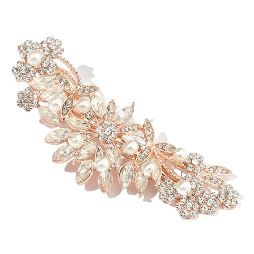 Miniatura 11 de Hapibuy - Peineta de boda con cristales, peine de novia con perlas, tocado de boda en oro, accesorio para el cabello para usar en fiestas